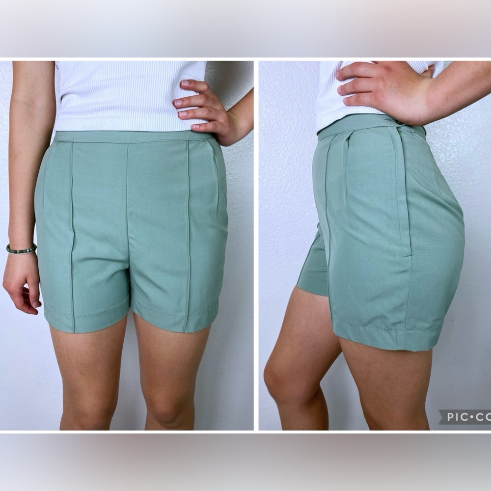 size 25 vintage 70s MINT GREEN high waisted SHORTS xs military retro indie boho